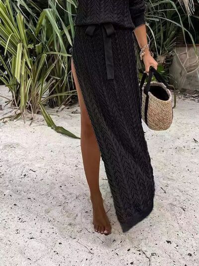 Slit Openwork Single Shoulder Knit Swim Dress (7 Variants)