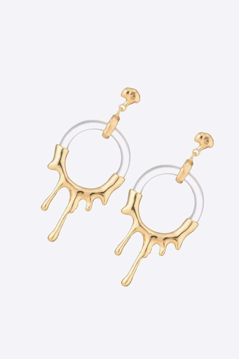 Circle "Gold Drip" Resin Drop Earrings