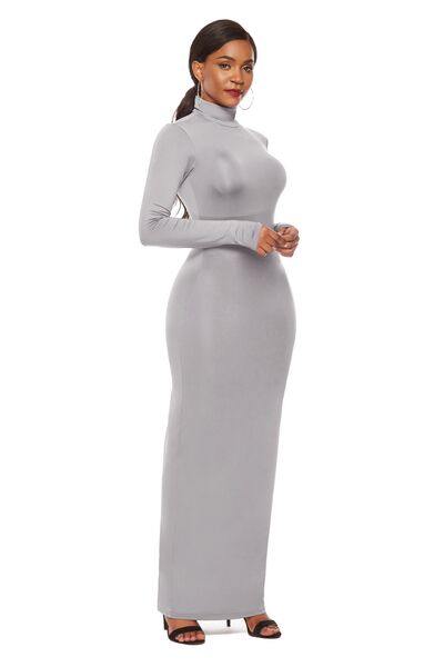 Long Sleeve Turtle Neck Body Con Maxi Dress (8 Variants)