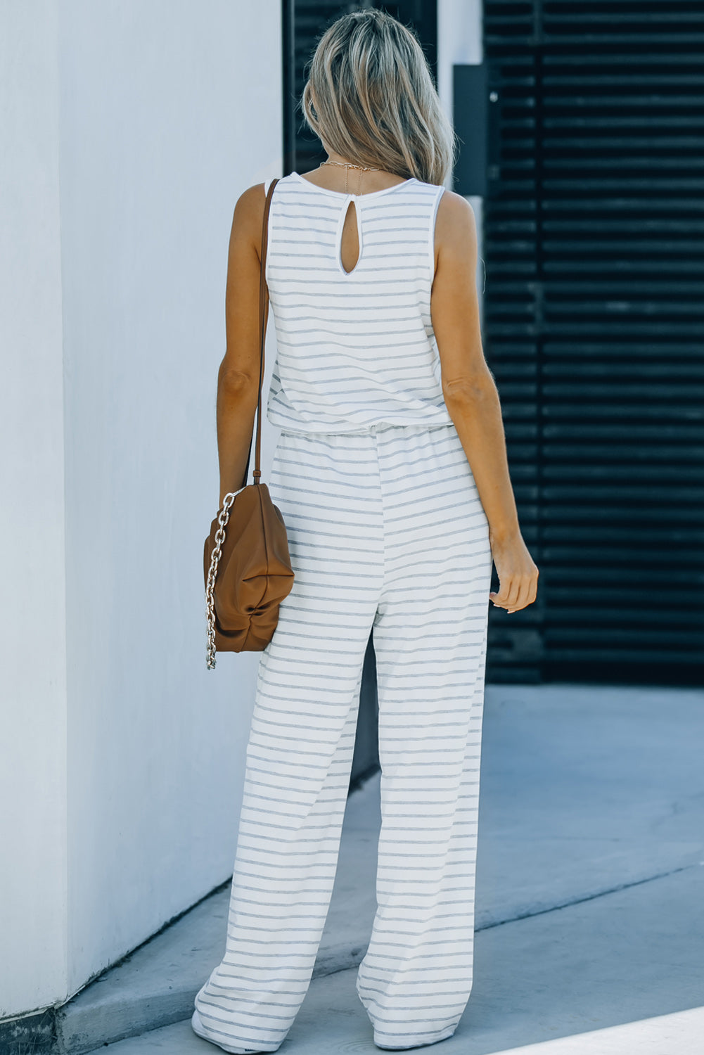 Striped Sleeveless Jumpsuit with Pockets (2 Variants)