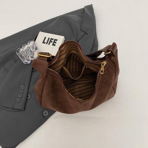 Chocolate Suede Shoulder Bag