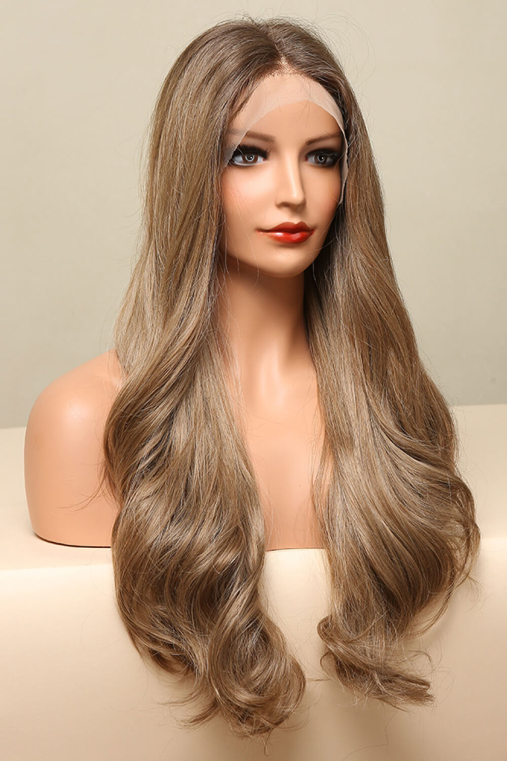 26" Golden Brown Long Wave Synthetic Lace Front Wig