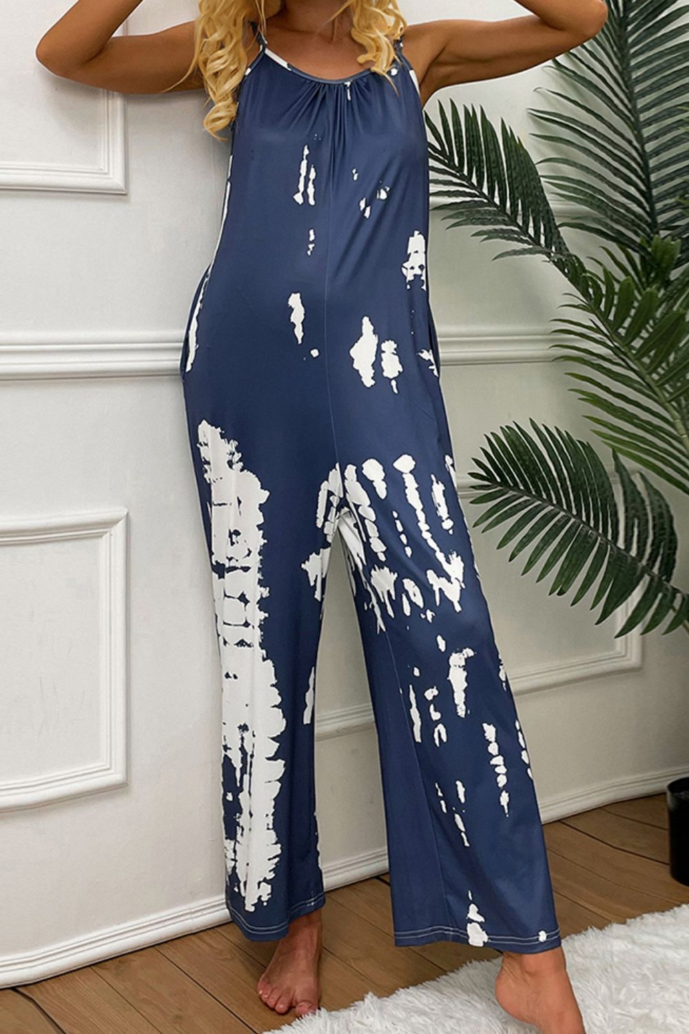 Tie-Dye Spaghetti Strap Jumpsuit with Pockets (9 Variants)