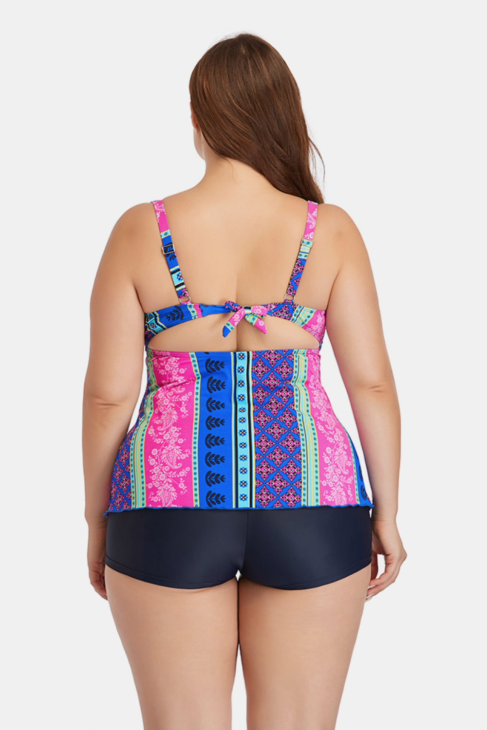 Plus Size Printed Crisscross Cutout Two-Piece Swim Set (3 Variants)