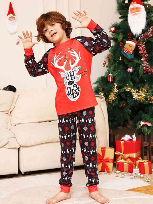 Matching Kids 2T-14 "Oh Deer" Reindeer Pajama Set