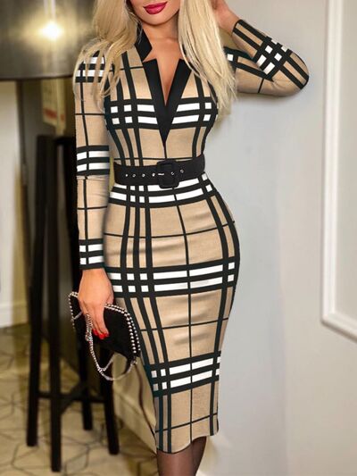 Celeb Status V-Neck Long Sleeve Body Con Dress (4 Variants)