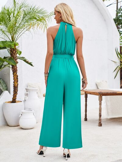 Flowy Ruched Belted Waist Jumpsuit (3 Variants)