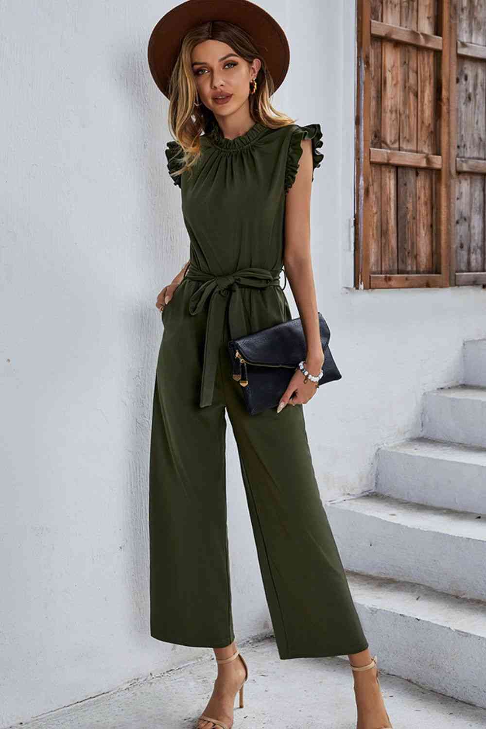 Butterfly Sleeve Tie Waist Jumpsuit (3 Variants)