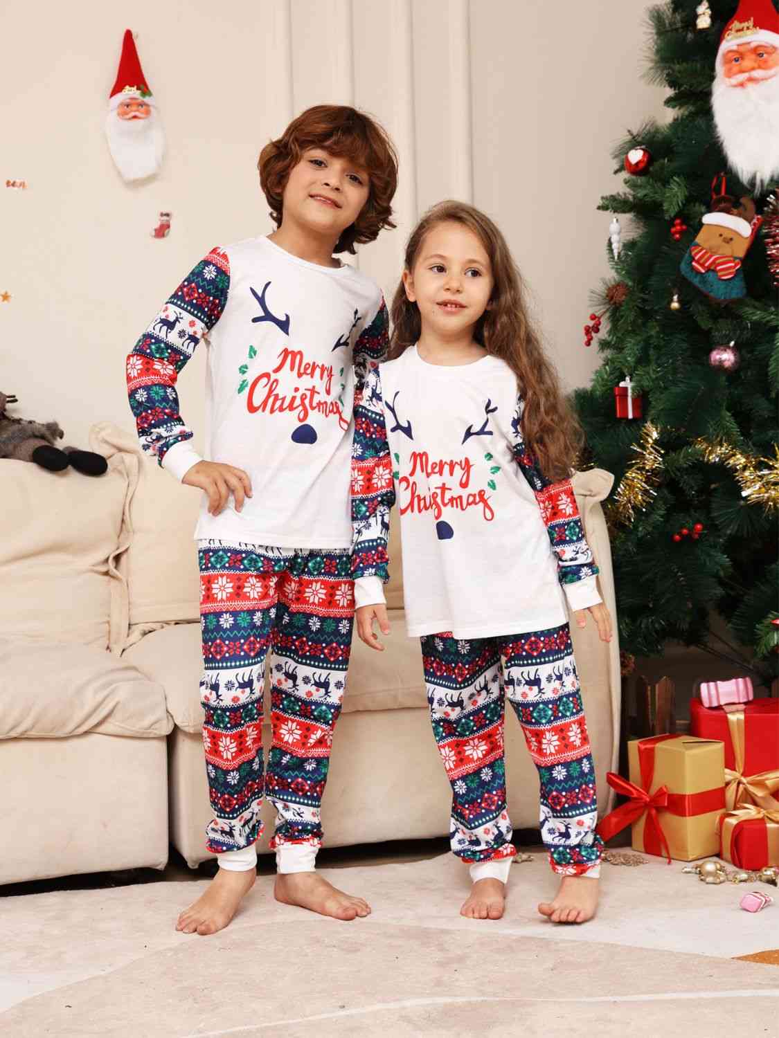 Matching Kid's Multicolored 2T-14 "Merry Christmas" Pajama Set