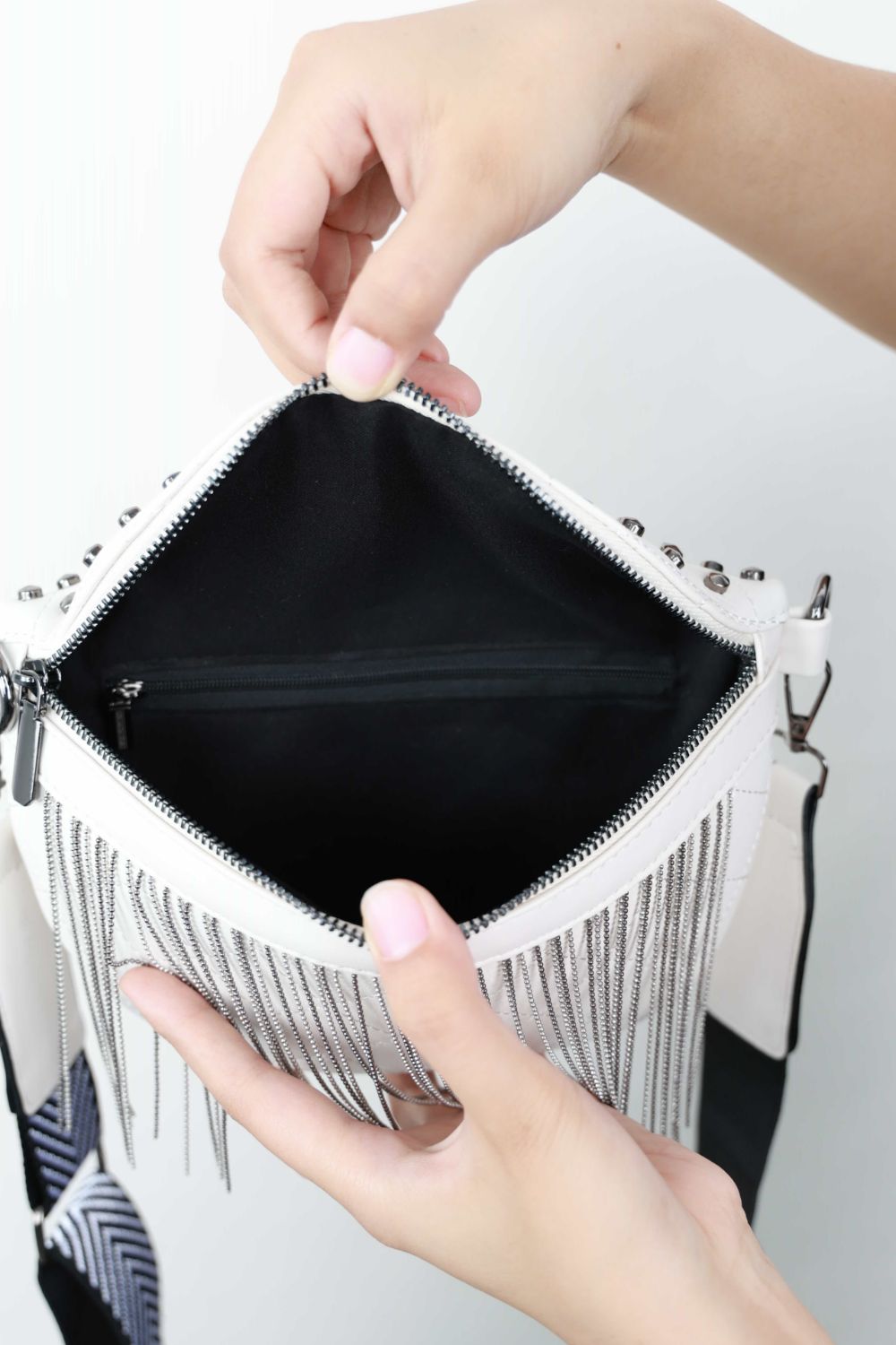 Studded Sling Bag with Fringes (3 Variants)