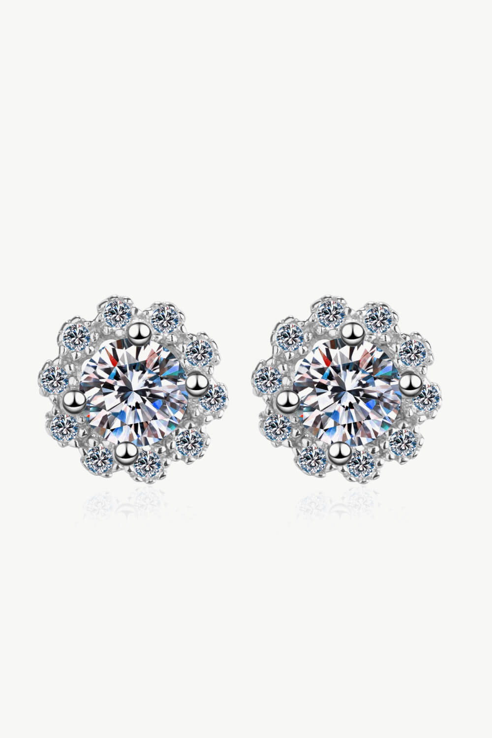 1 Carat Moissanite Floral-Shaped Stud Earrings