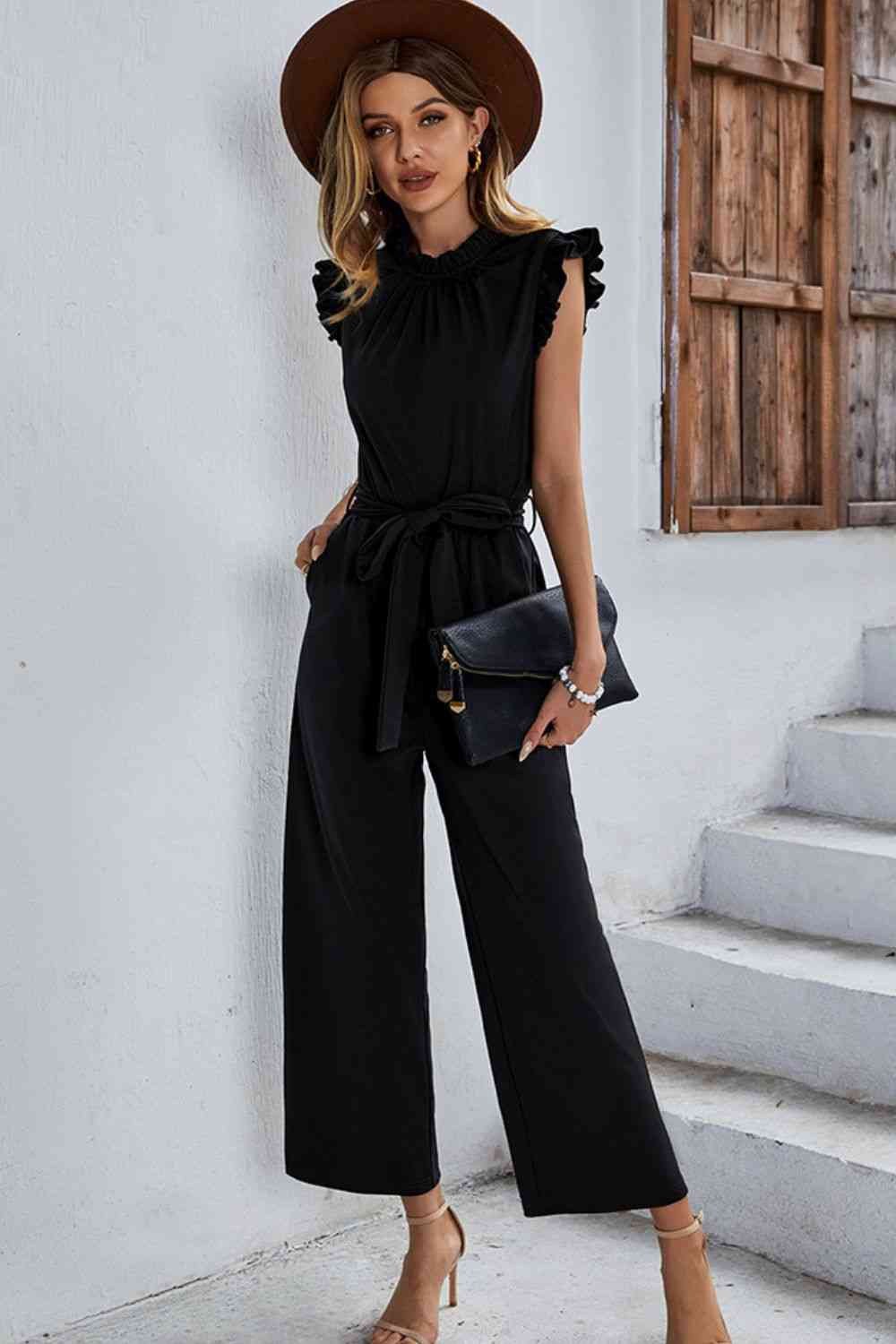 Butterfly Sleeve Tie Waist Jumpsuit (3 Variants)