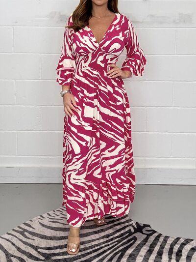 Smocked Printed Flounce Sleeve Maxi Dress (3 Variants)