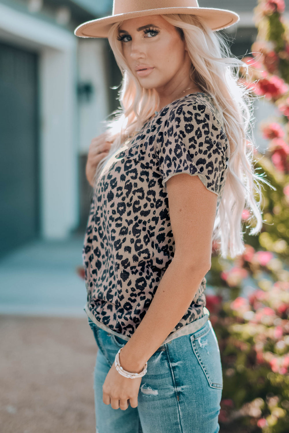 Leopard Print V-Neck T-Shirt