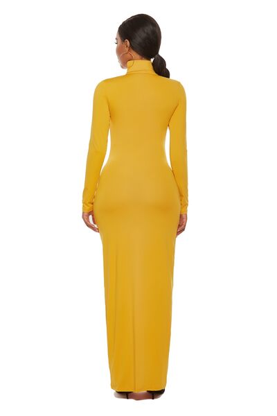 Long Sleeve Turtle Neck Body Con Maxi Dress (8 Variants)