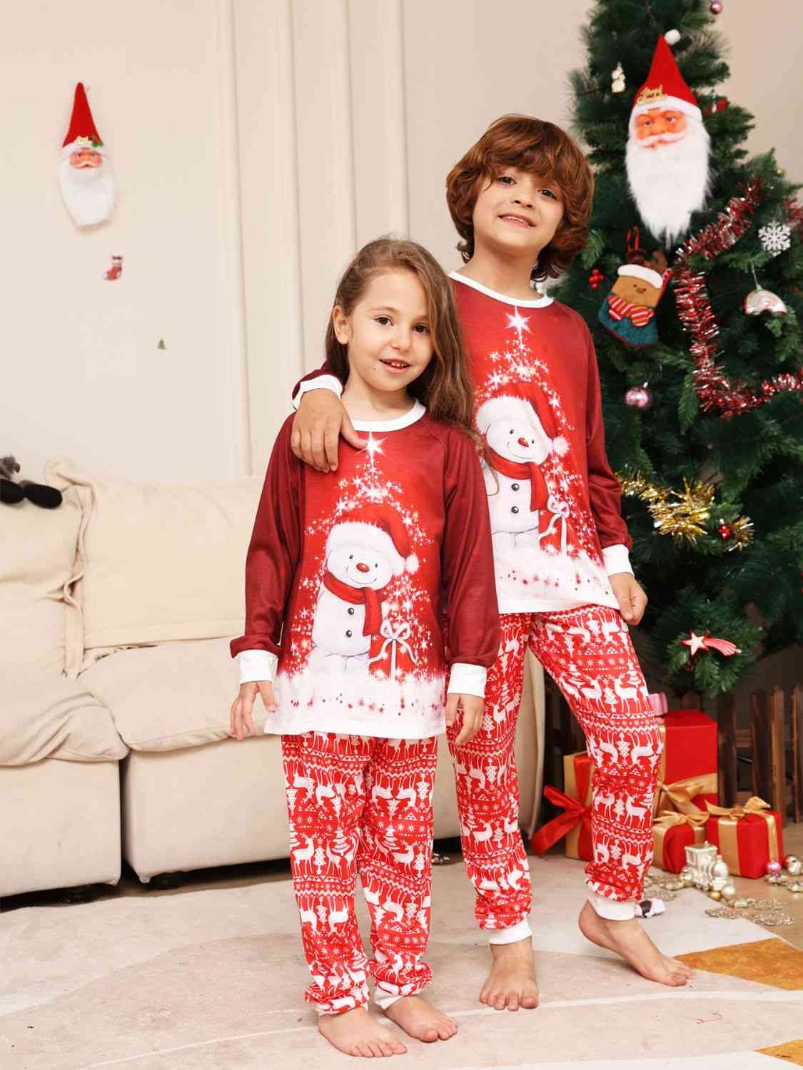 Matching Kids 2T-14 Snowman Pajama Set