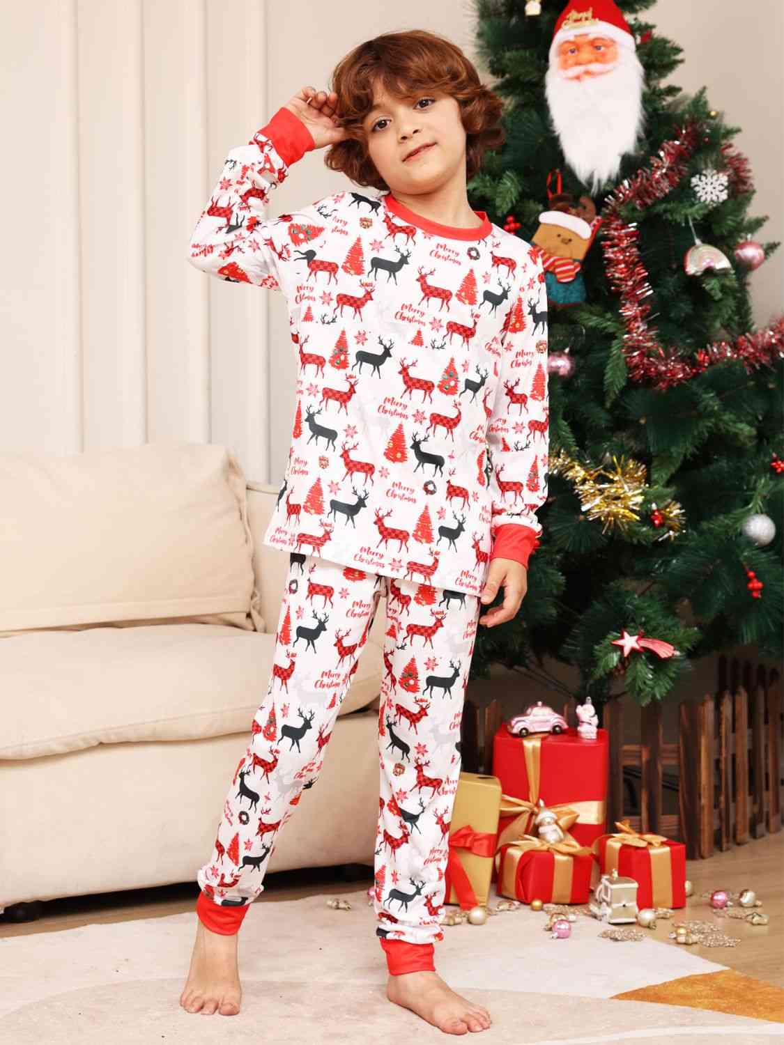 Matching Kids 2T-14 Reindeer Print Pajama Set