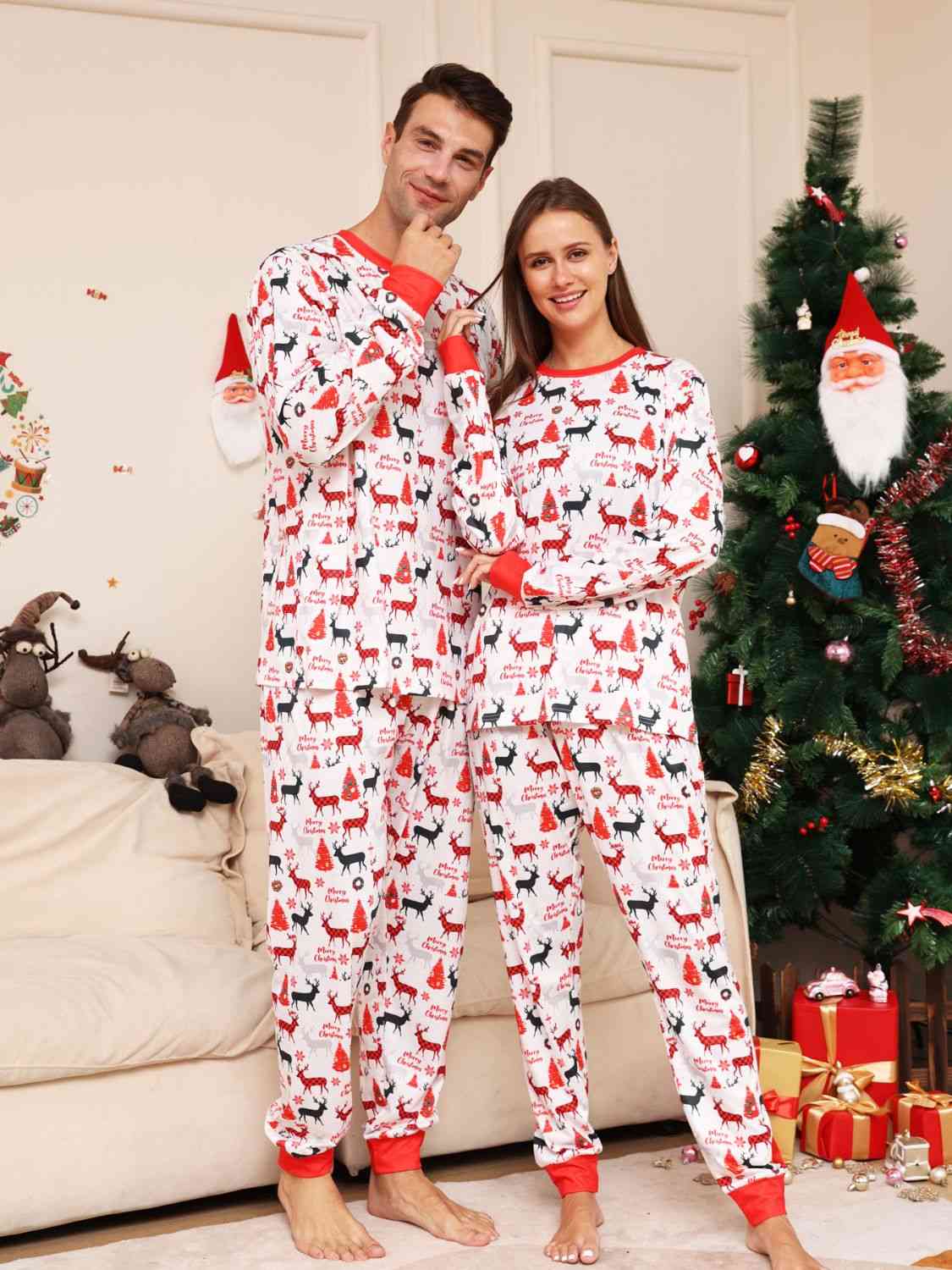 Matching Men's Reindeer Print Pajama Set