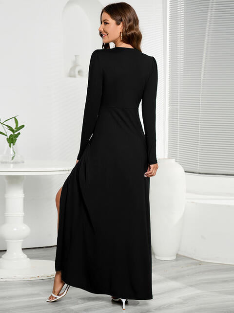 V-Neck Long Sleeve Split Dress (3 Variants)