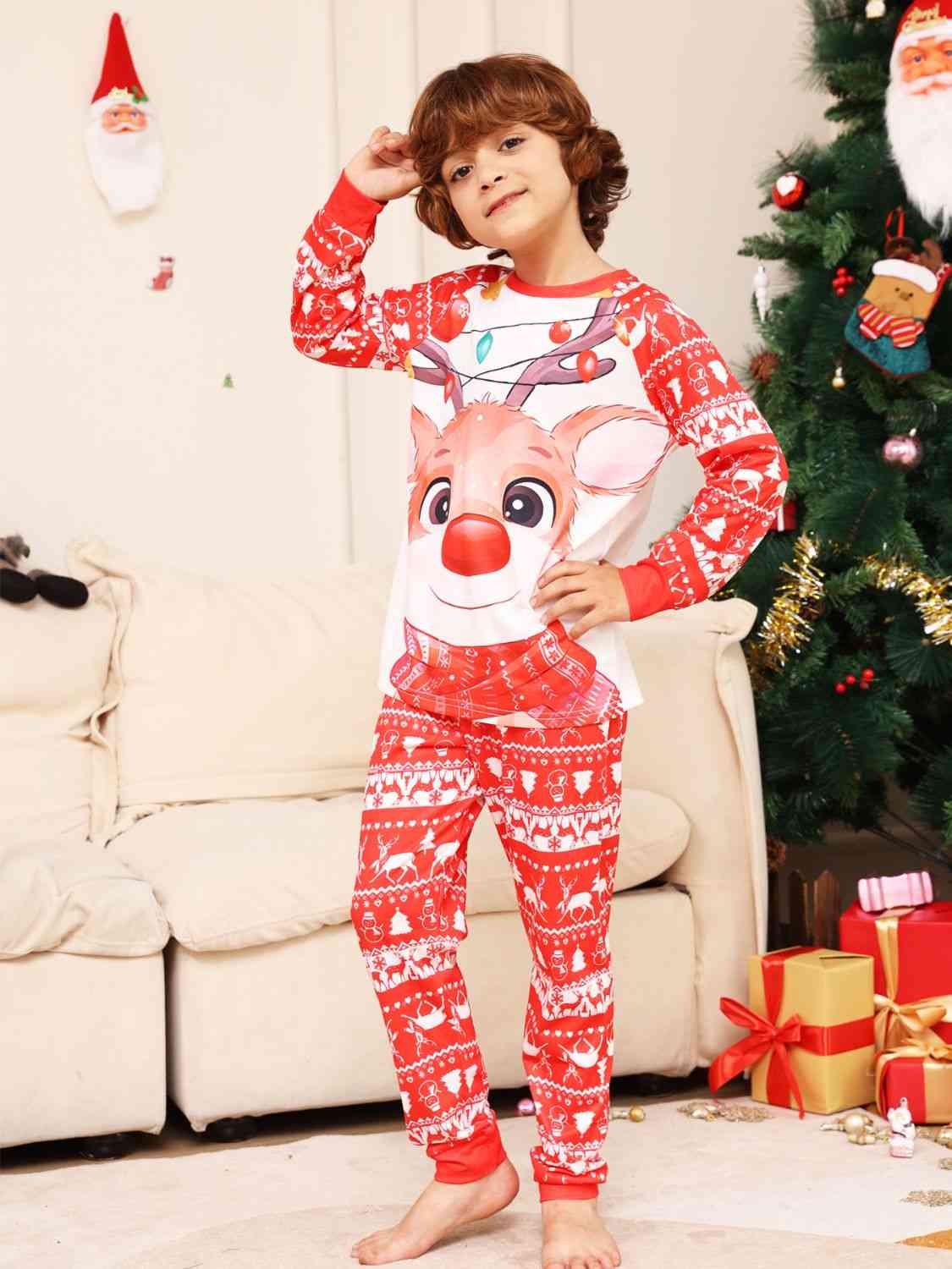 Matching Kids 2T-14 Rudolph Pajama Set