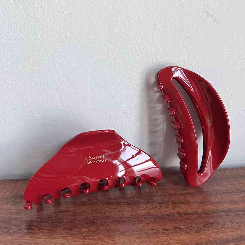 Red Open / Closed Acetate Hair Claw Clip