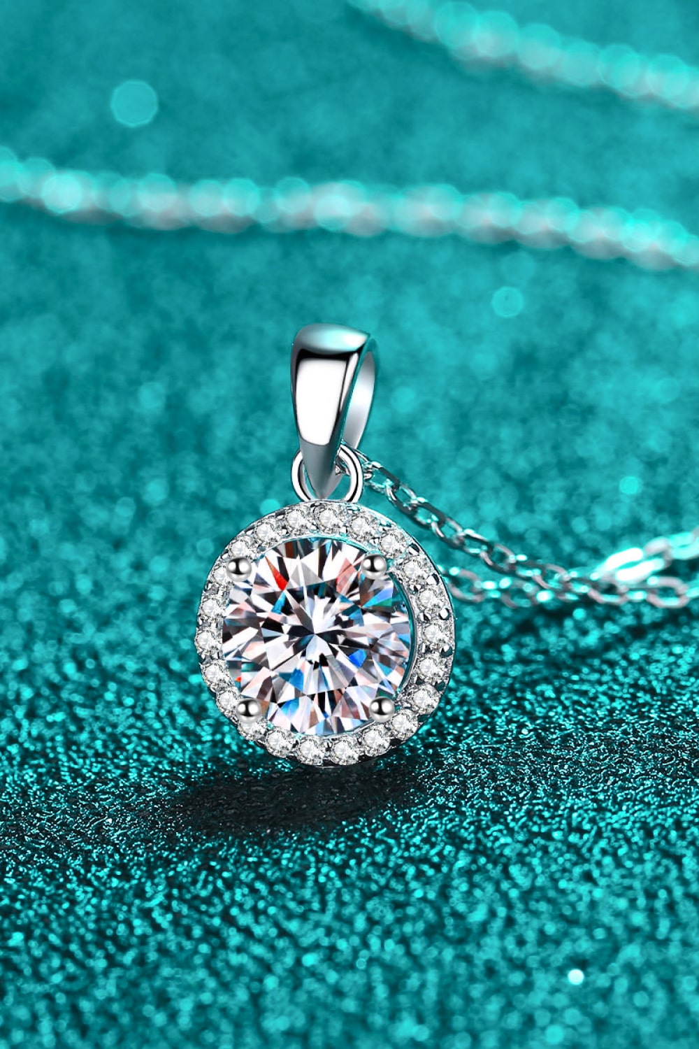 Chance to Charm 1 Carat Moissanite Round Pendant Chain Necklace