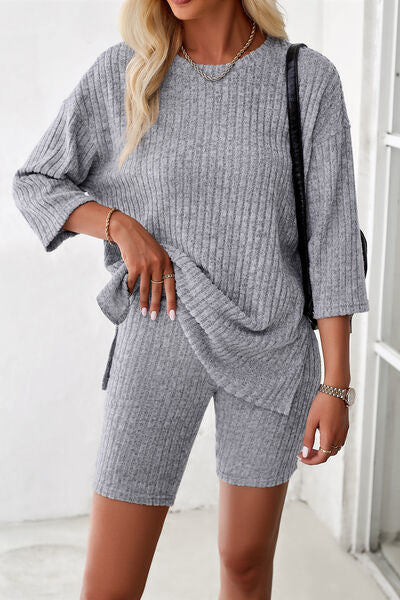 Cozy Ribbed Top & Shorts Set (4 Variants)