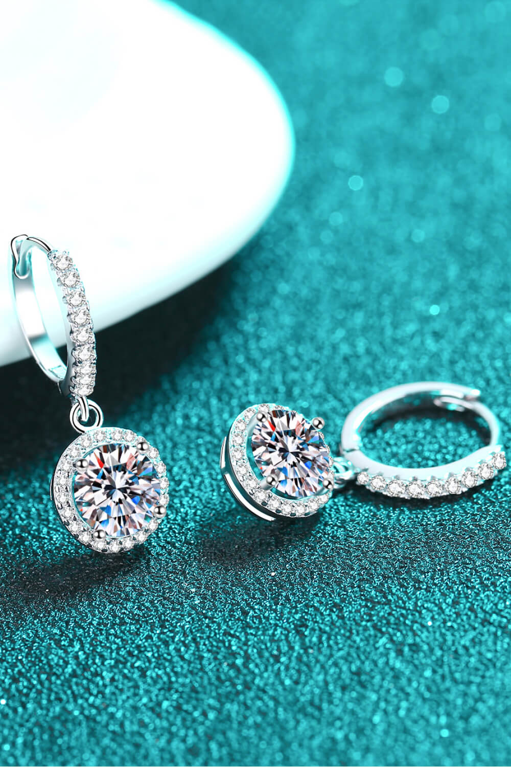 2 Carat Moissanite Round-Shaped Drop Earrings