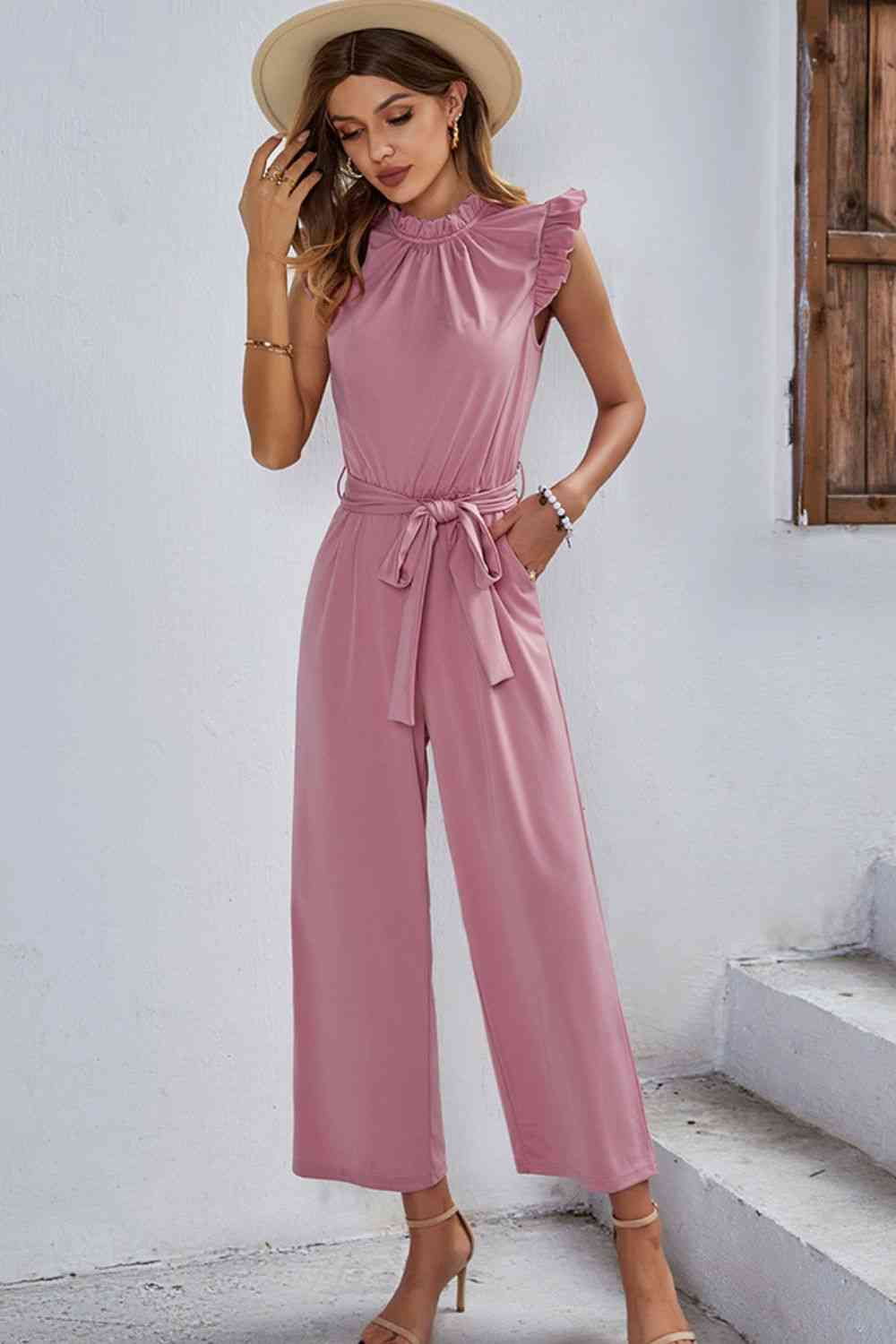 Butterfly Sleeve Tie Waist Jumpsuit (3 Variants)