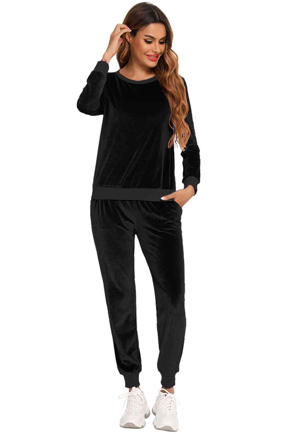 Velour Style Long Sleeve Loungewear Set (3 Variants)