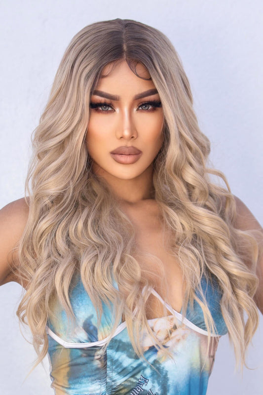 26" Ash Blonde Spiral Wave Lace Front Synthetic Wig