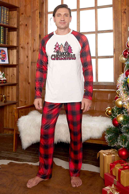 Matching Men's "Merry CHRISTMAS" 4 Pink Trees Pajama Set