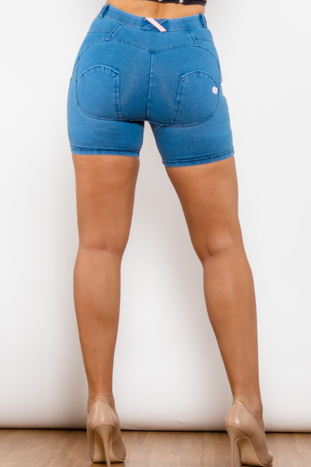 Full Size Buttoned Skinny Denim Shorts