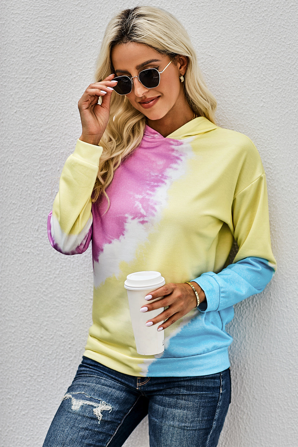 Tie Dye Print Long Sleeve Hoodie