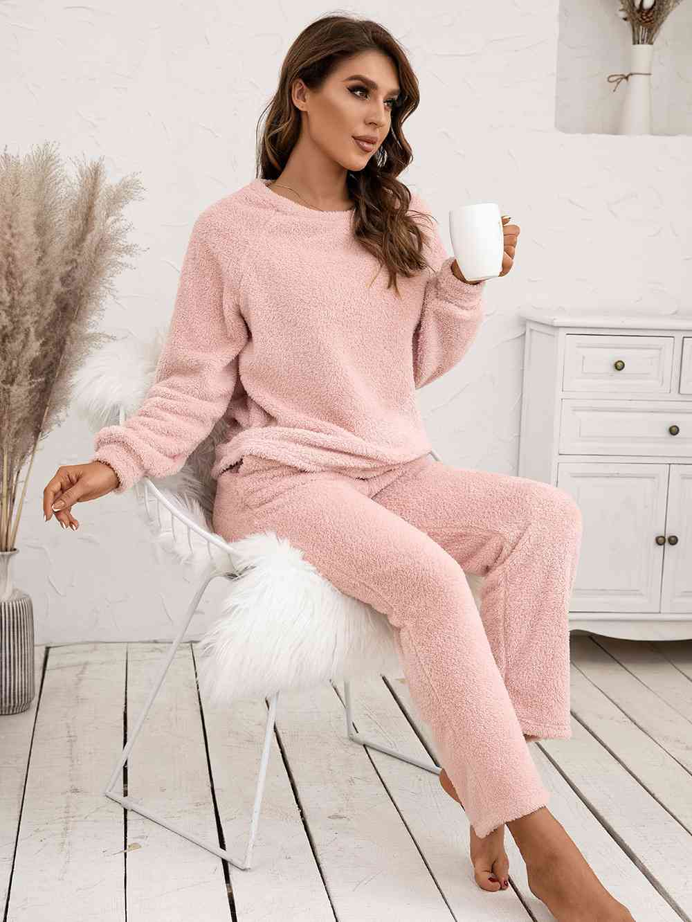 Teddy Long Sleeve Top & Pants Lounge Set (9 Variants)