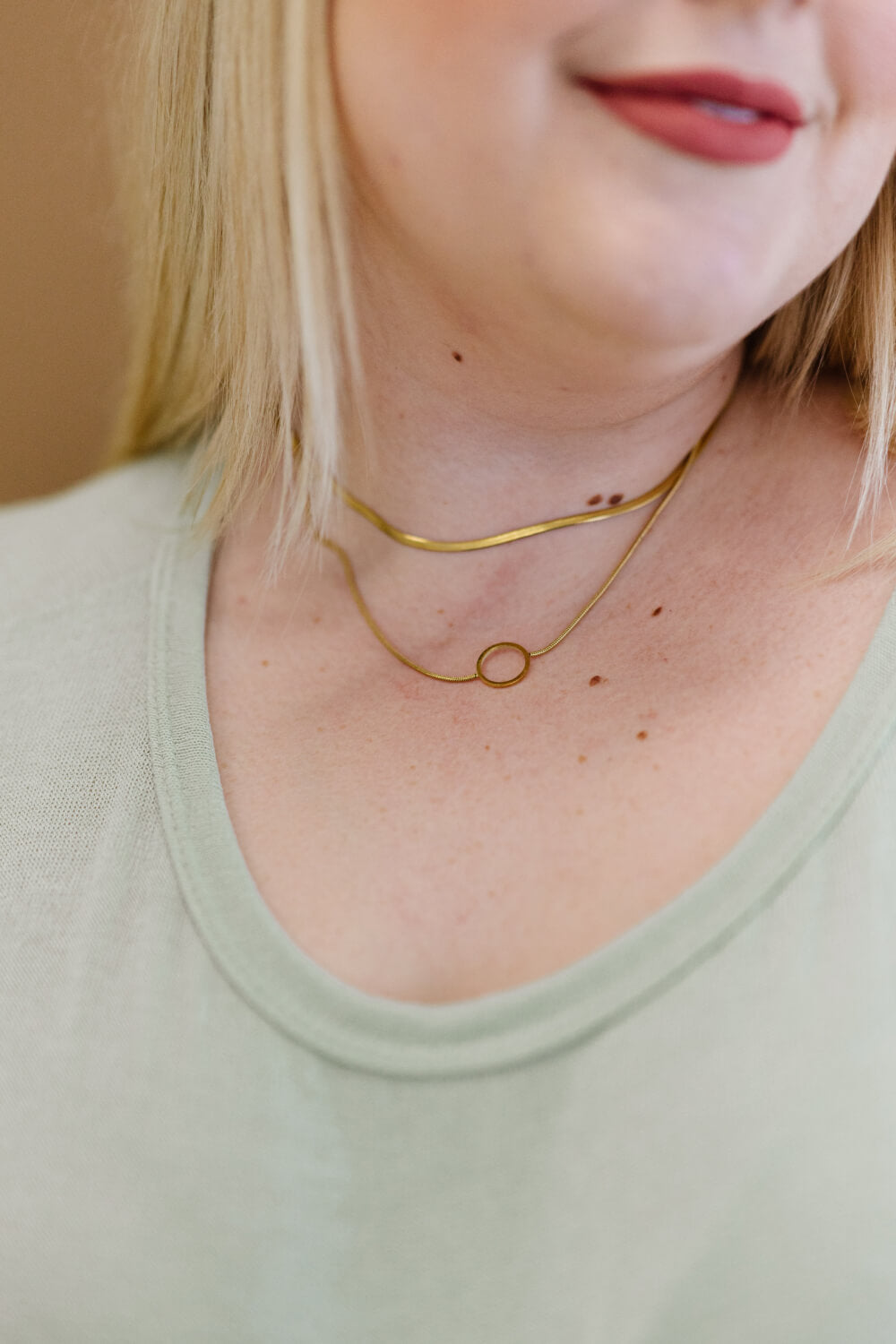 Around the Clock Circle Pendant Double Layered Necklace