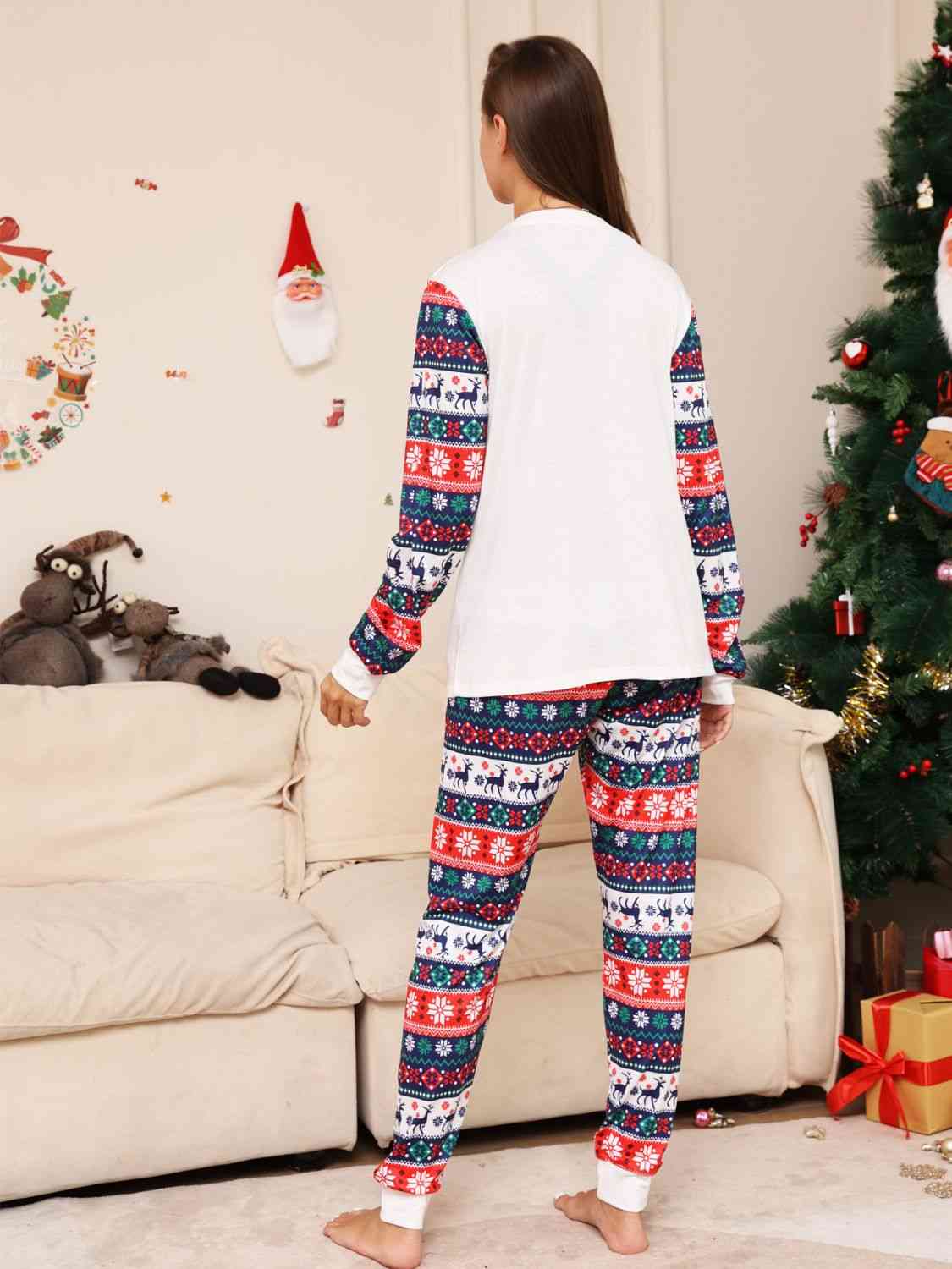 Matching Women's Multicolored "Merry Christmas" Pajama Set