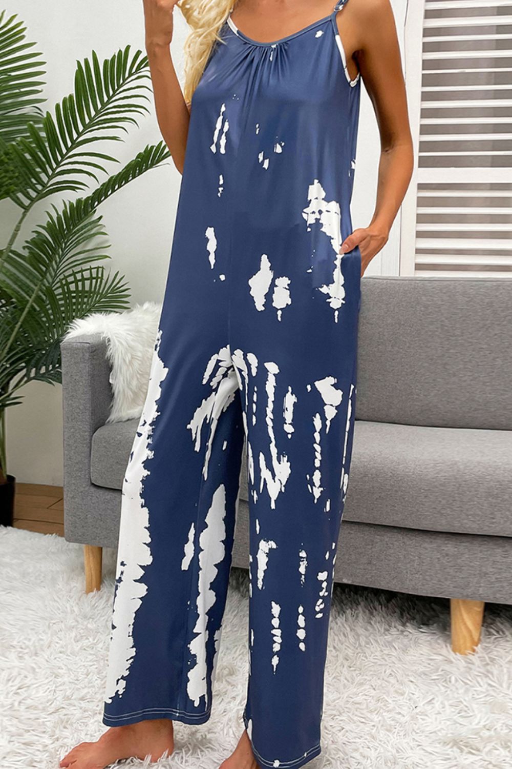 Tie-Dye Spaghetti Strap Jumpsuit with Pockets (9 Variants)