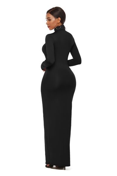 Long Sleeve Turtle Neck Body Con Maxi Dress (8 Variants)