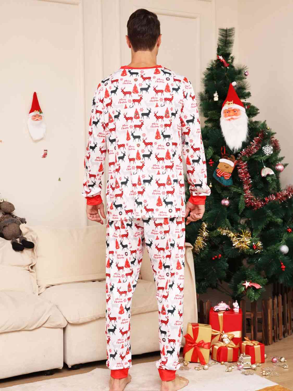 Matching Men's Reindeer Print Pajama Set