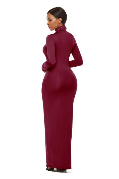 Long Sleeve Turtle Neck Body Con Maxi Dress (8 Variants)