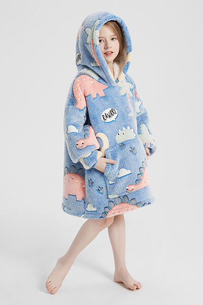 Luminous Pattern Oversize Long Sleeve Fuzzy Hoodie