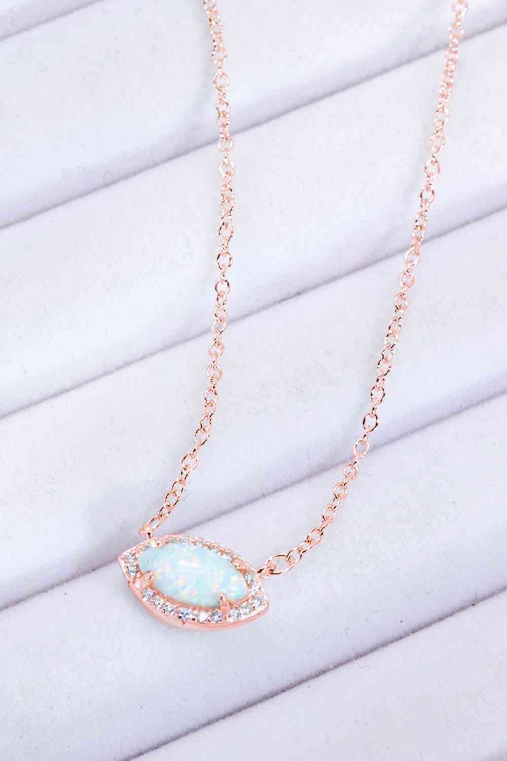 18k Rose Gold-Plated Opal Pendant Necklace