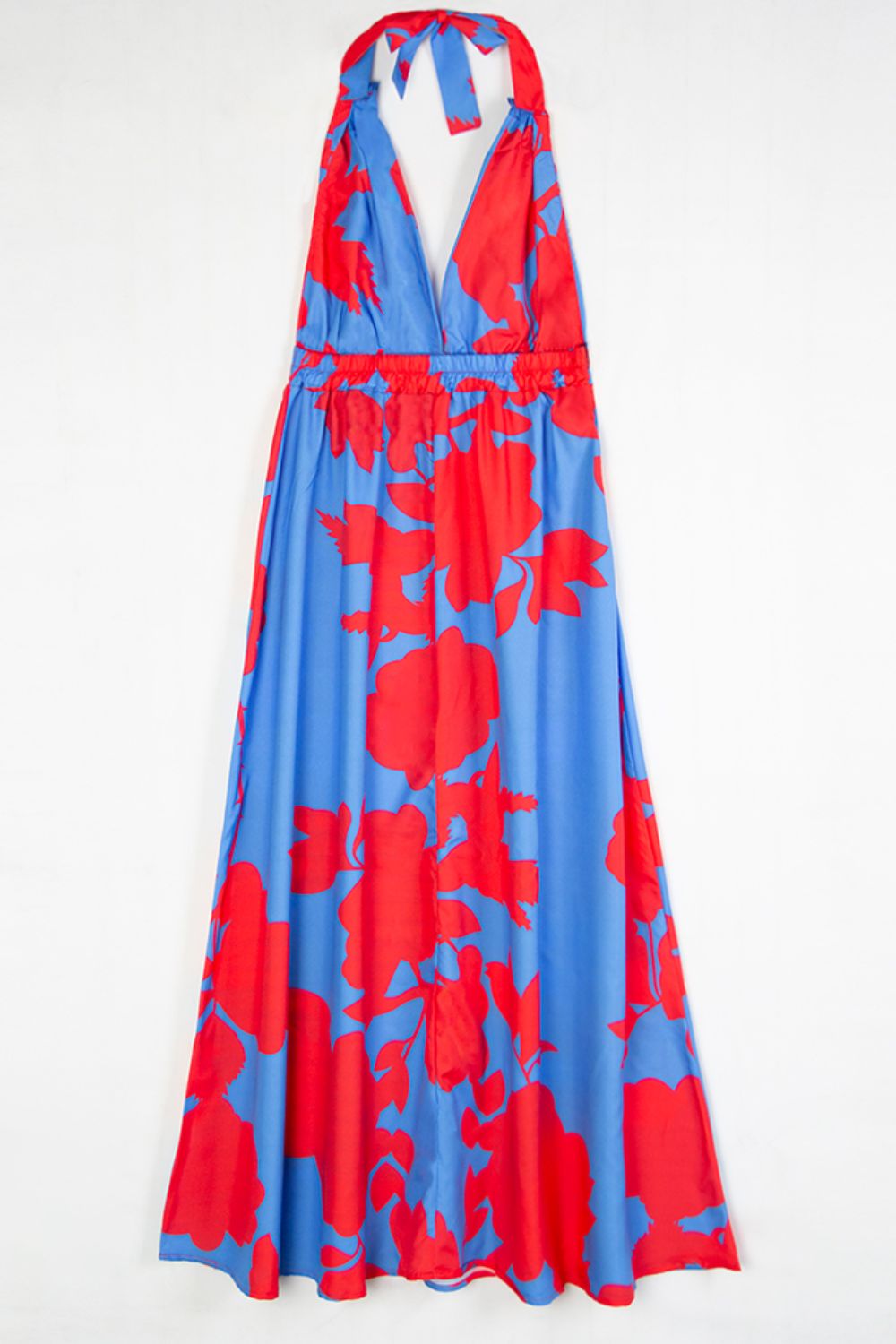 Blue & Red Halter Maxi Dress