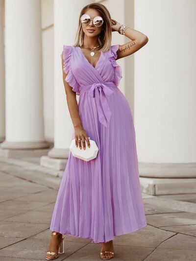 Angelic Flow Cap Sleeve Pleated Dress (5 Variants)