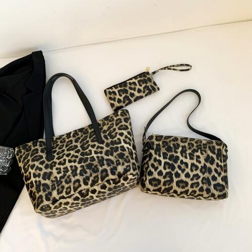 3-Piece Leopard PU Leather Bag Set