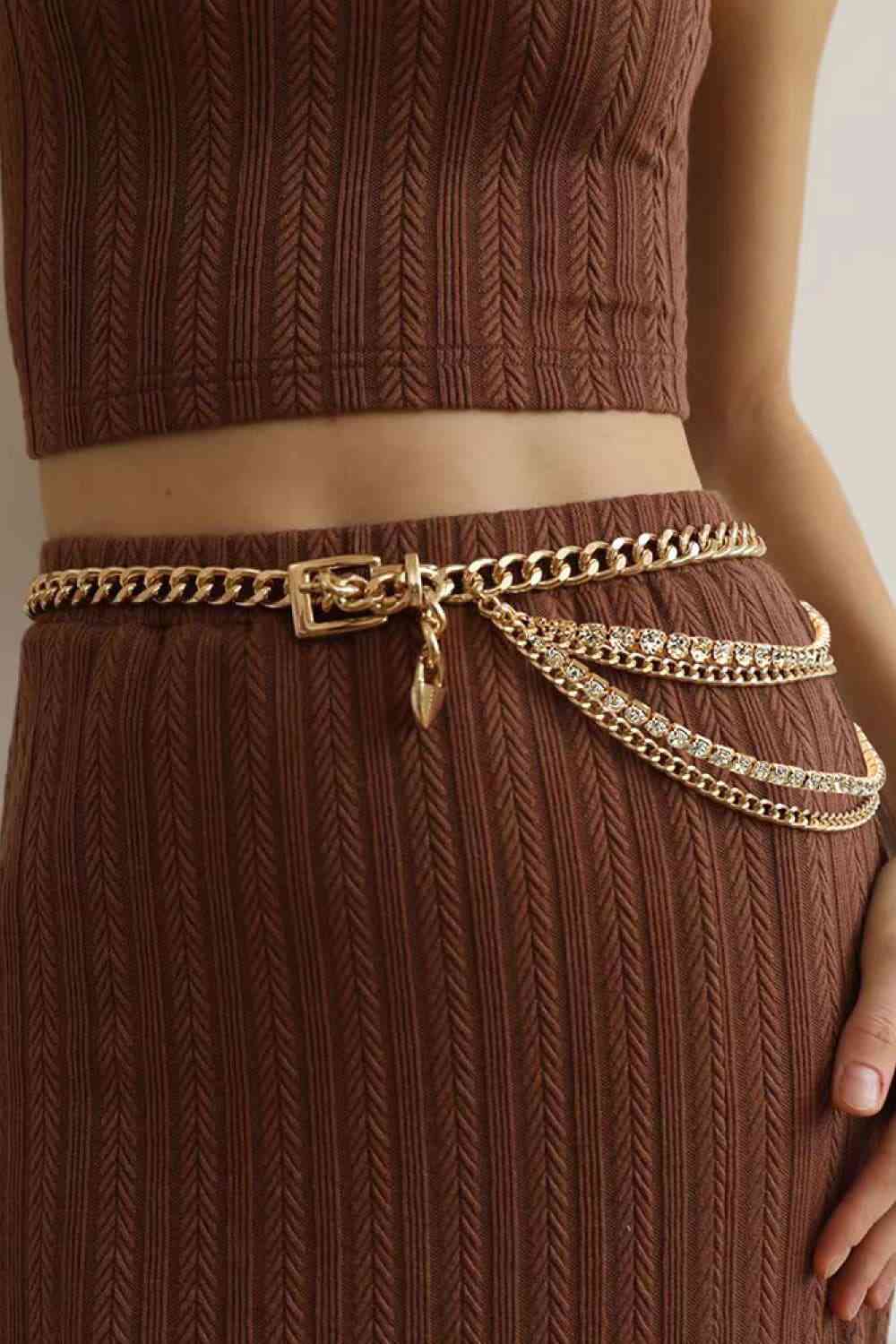 Rhinestones & Gold Chain Belt