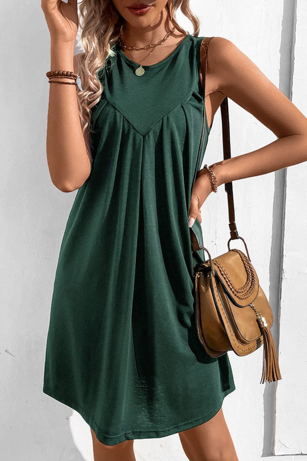 Round Neck Sleeveless Mini Dress (4 Variants)