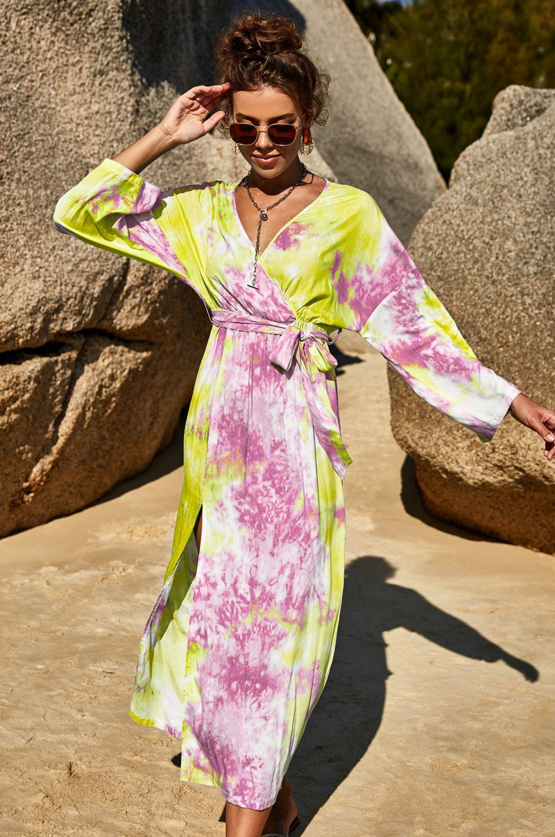 Tie Dye Wrap Maxi Dress (2 Variants)