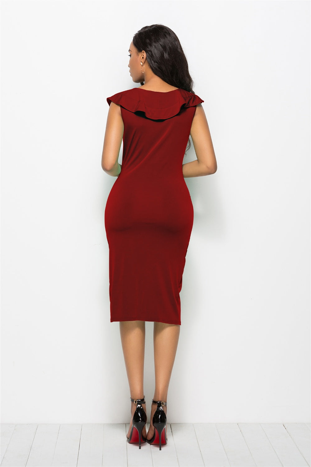 Ruched Ruffled Cap Sleeve Dress (7 Variants)